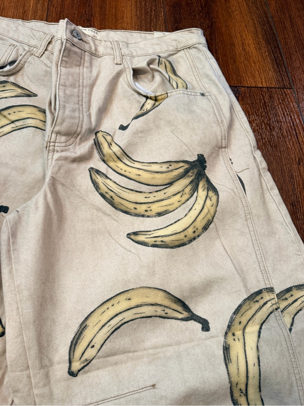 We The Free Beige Wide-Leg Jeans with Banana Print - Picture 6 of 13